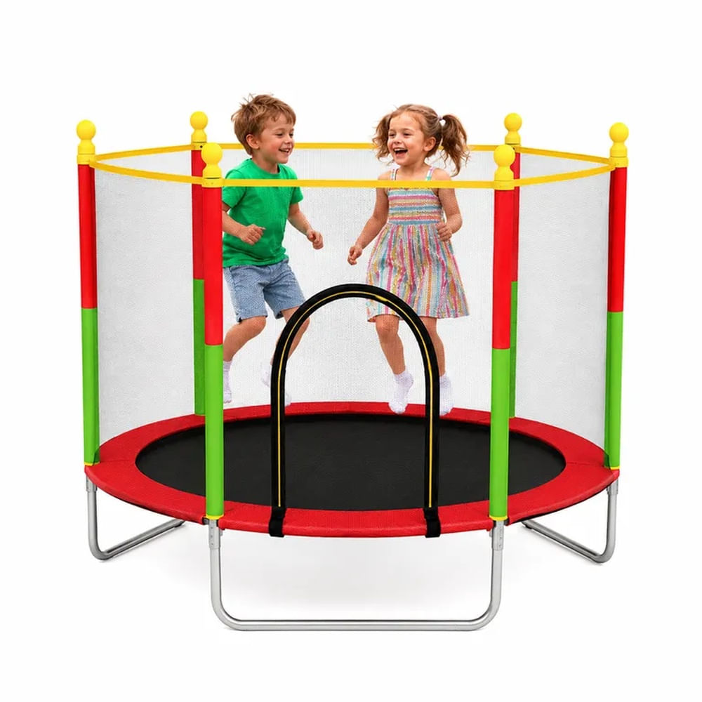 Trampolín Rojo Infantil con Malla de Seguridad – 140 cm Rojo