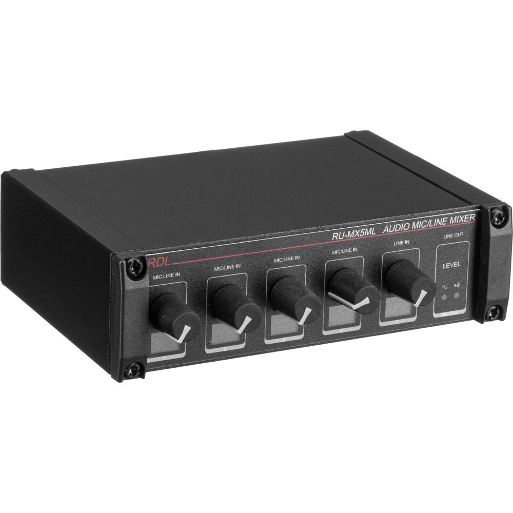 RDL Mixer de Audio RU-MX5ML 5 Canales con Phantom Power y Conexiones Terminales