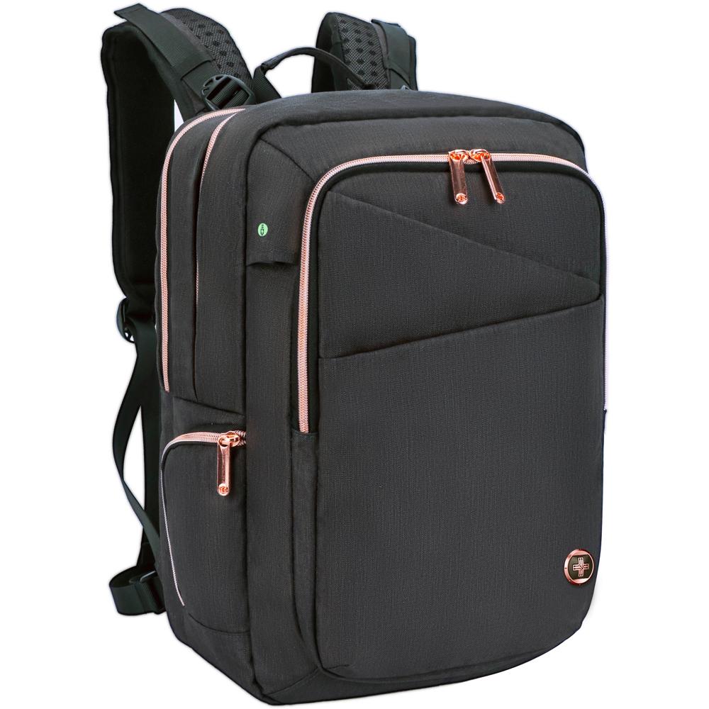 Swissdigital Mochila Katy Rose 20L Negra con Protección RFID y Compartimento para Laptop