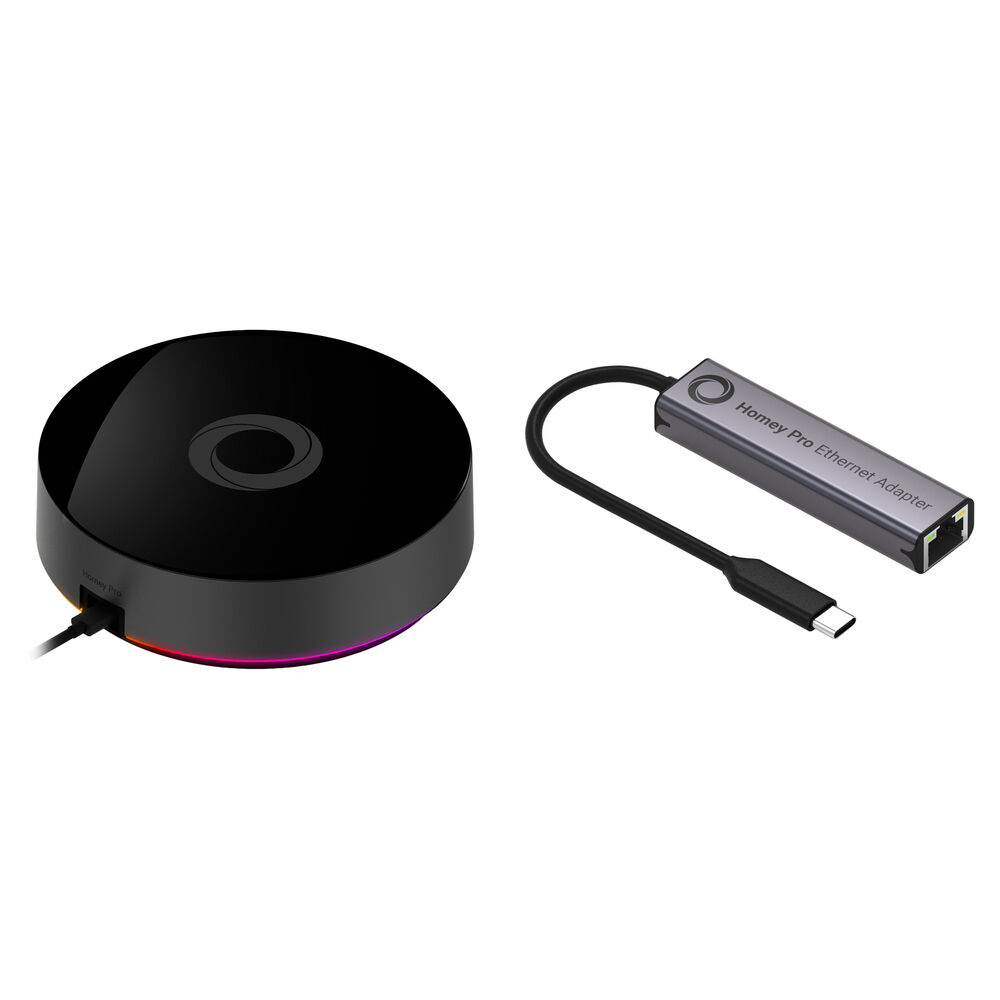 Homey Pro Hub 2026 con Adaptador Ethernet - Conexión para 1,000+ Dispositivos, Soporte pa