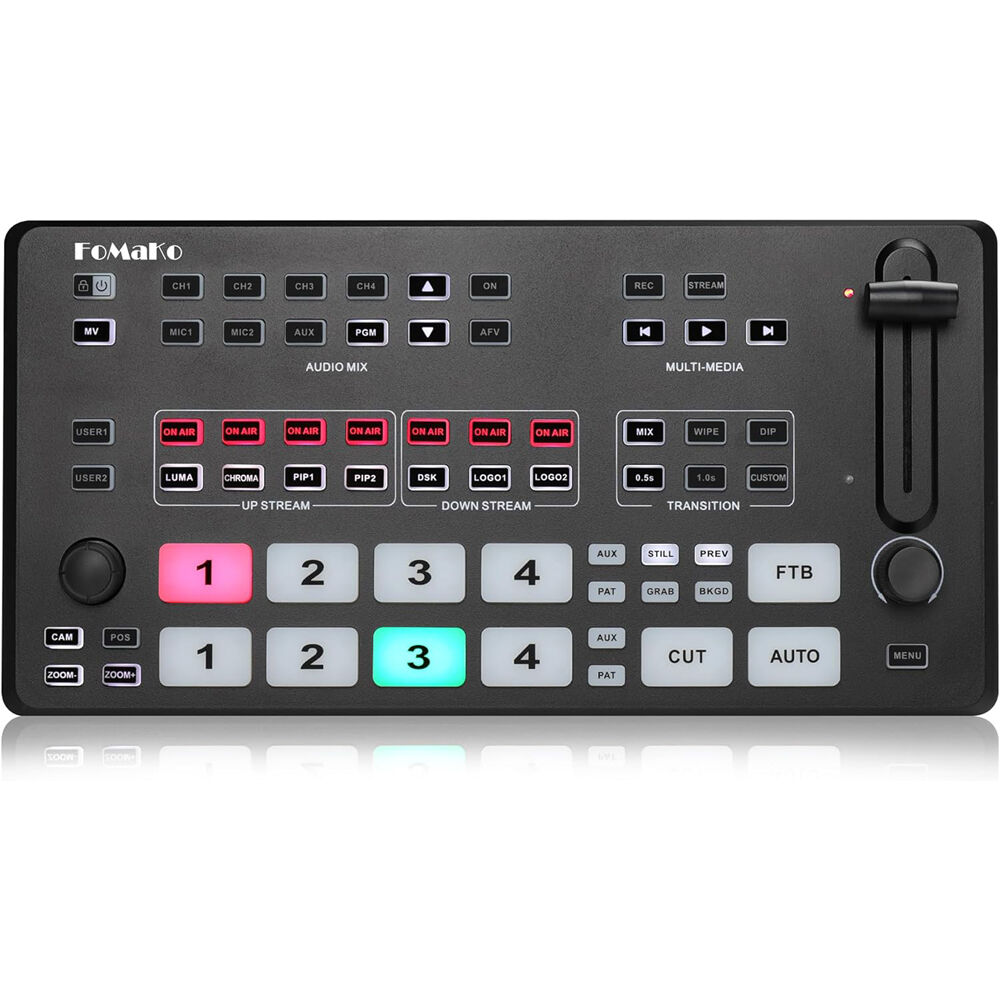 FoMaKo M1 Switcher/Mixer de Video HDMI 4K con 4 Entradas HDMI, Streaming 1080p60 y Control
