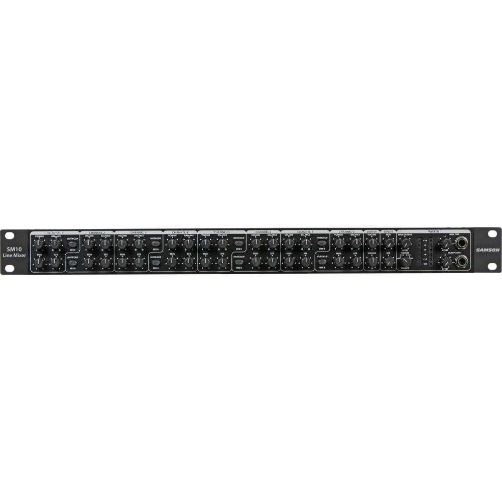 Samson SM10 Mezclador de Línea Rackmount 10 Canales con Chasis de Metal 1RU, Entradas XLR