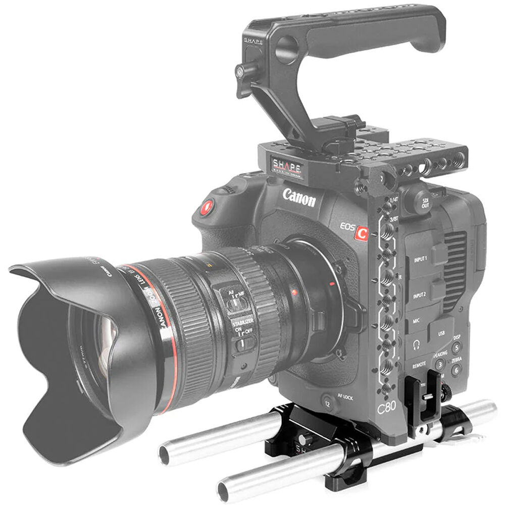 SHAPE Arca Baseplate 15mm LWS para Canon EOS C80 - Compatible con sistemas Arca-Type y NAT