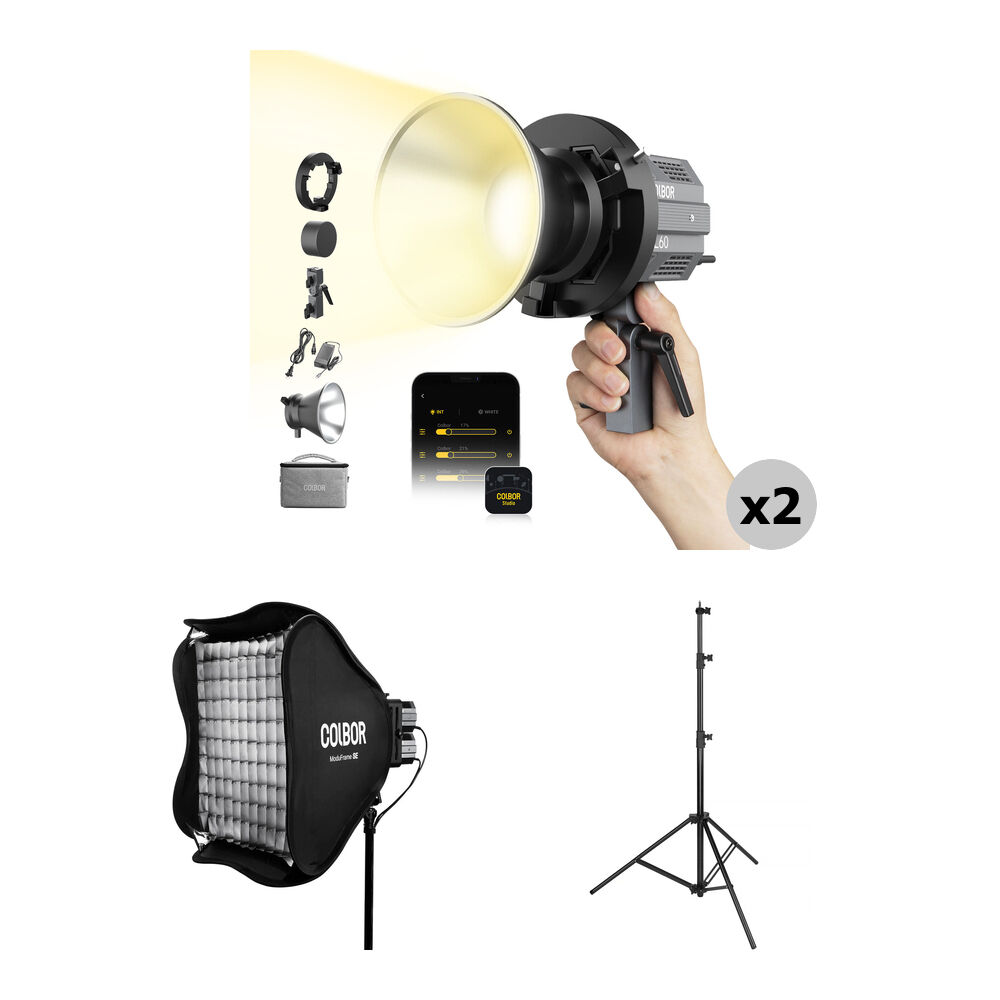 COLBOR CL60 Kit de Monolight LED Bi-Color con Softbox y Soporte de Luz