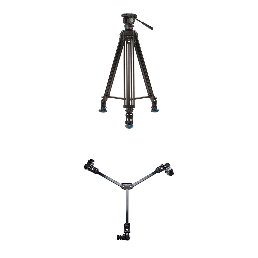 Benro KH26PC Kit de Cabezal de Video, Trípode de Aluminio de 2 Etapas y Dolly DL-08