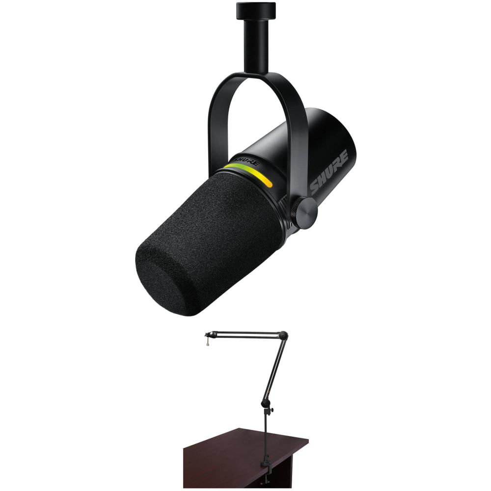 Shure MV7+ Micrófono Podcast XLR/USB con Brazo Ajustable, Sonido Legendario, Salidas USB-