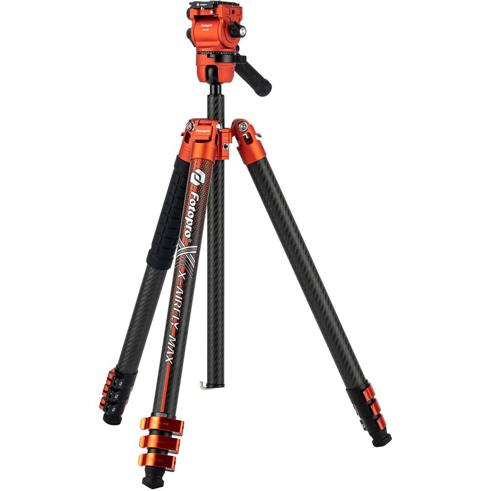 Fotopro X-AIRFLY Max Trípode de Video Naranja - Capacidad de Carga 13.2 lb, Altura Máxim