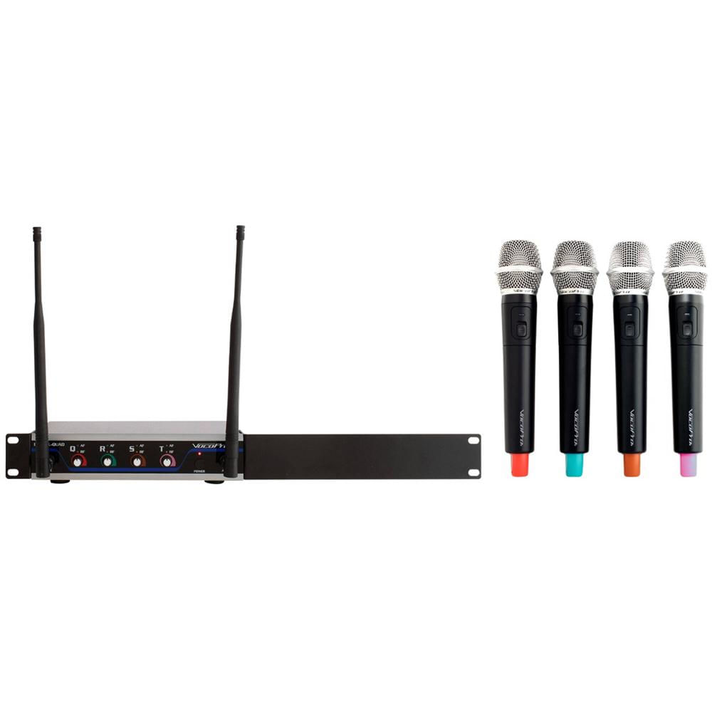 VocoPro Digital-Quad-500 Sistema de Micrófono Inalámbrico de Mano UHF de Cuatro Canales
