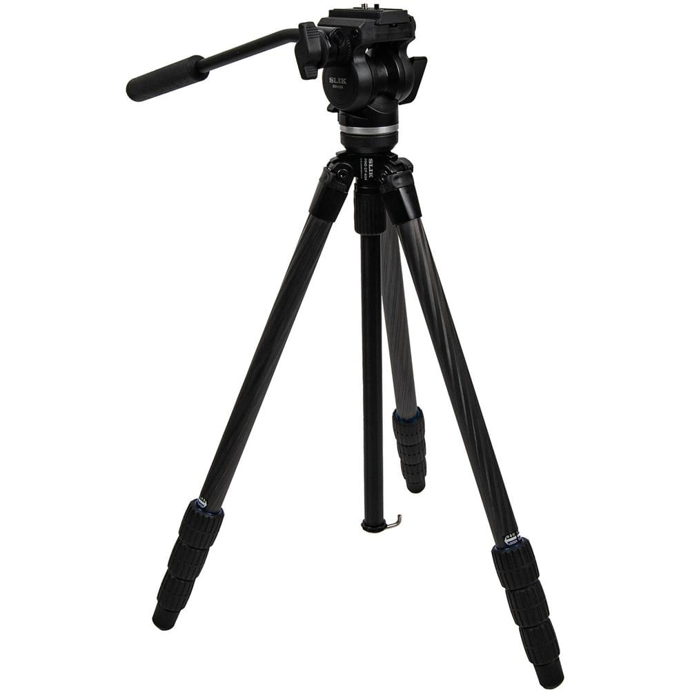 Slik Trípode Pro CF-634 con Cabezal de Video SVH-520 - Carbono, Capacidad de Carga 6.6 lb