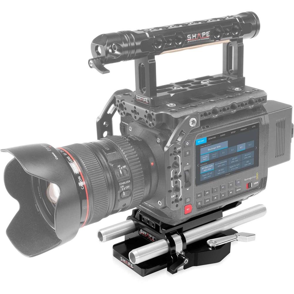 SHAPE Baseplate 15mm LWS para Blackmagic PYXIS 6K con Placa Dovetail y Barras de 8""