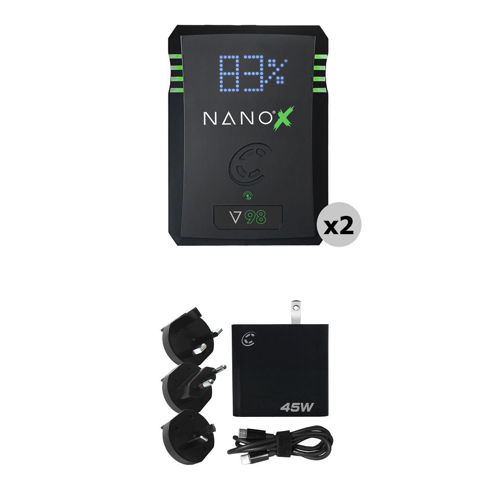 Core SWX Kit de 2 Baterías NANO X V98 con Cargador Rápido de 45W (V-Mount)