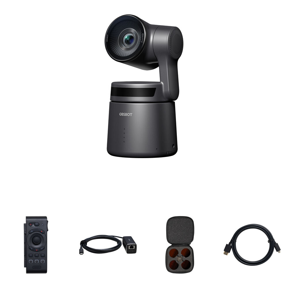 OBSBOT Tail Air Cámara PTZ con Control Remoto Inteligente, Adaptador PoE y Filtros ND