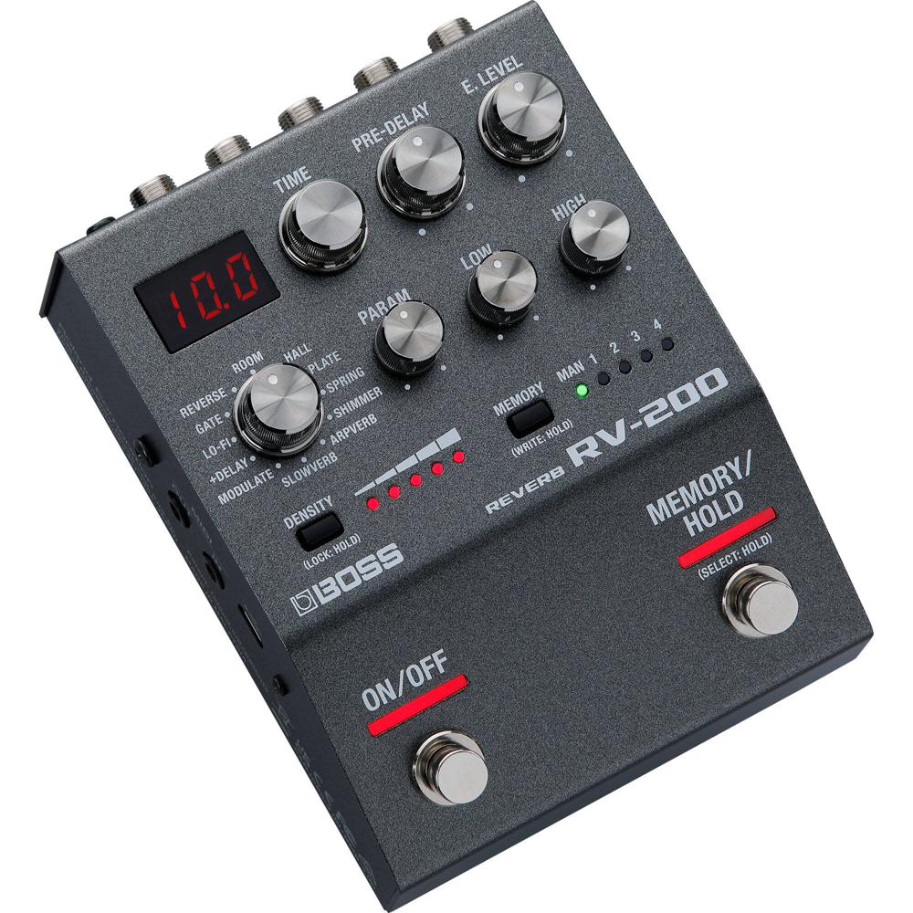 BOSS Pedal de Reverb RV-200 con 12 Tipos de Reverb, 127 Memorias de Usuario y Procesamient