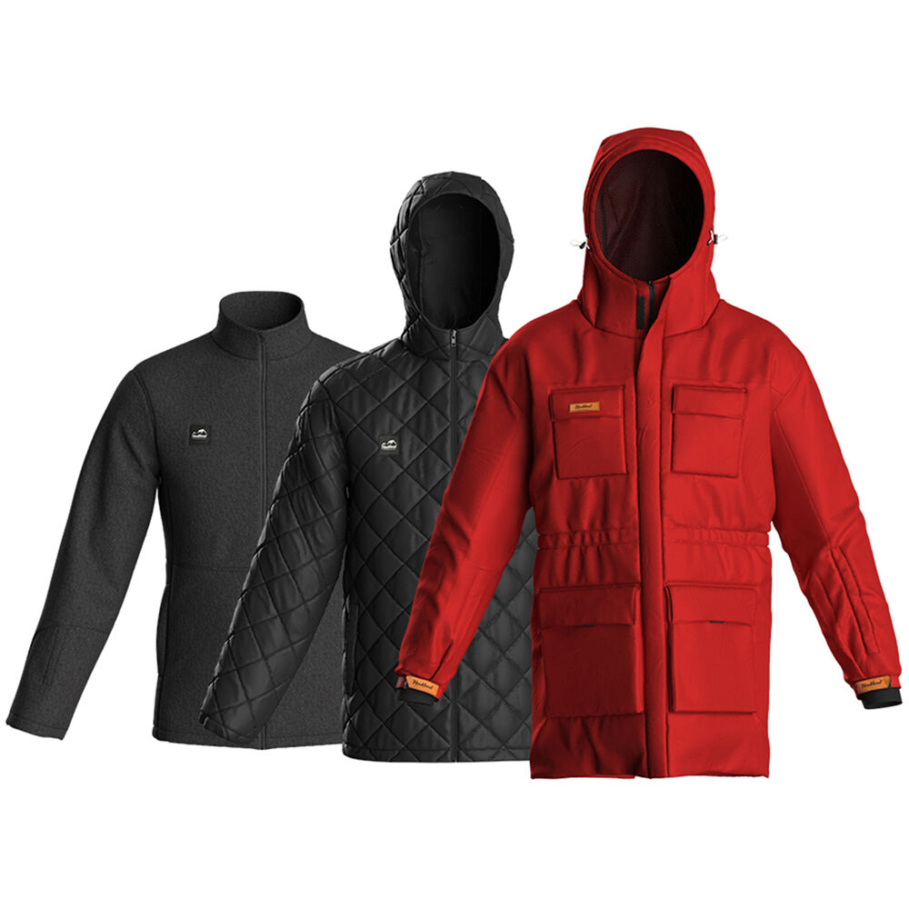 Haukland Chaqueta de Fotografía 7 en 1 Roja para Hombre M - Impermeable, Acolchada y Tran