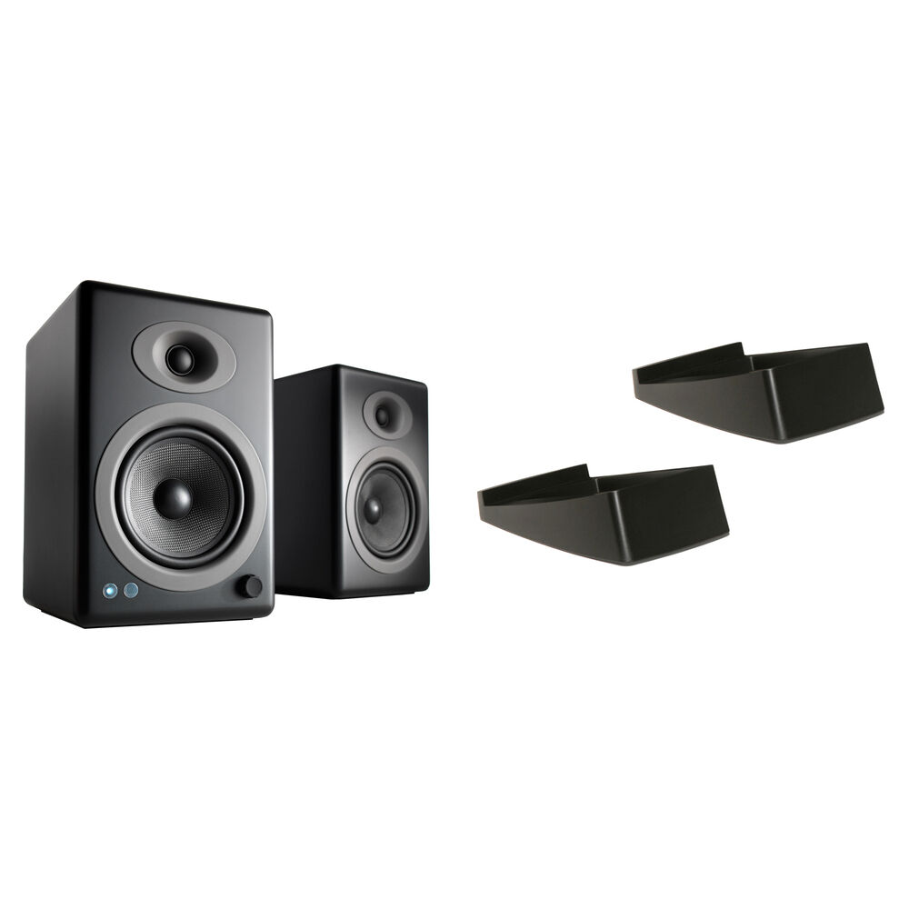 Audioengine A5+ Altavoces de Estantería 2 Vías con Soportes DS2 (Negro Satinado)