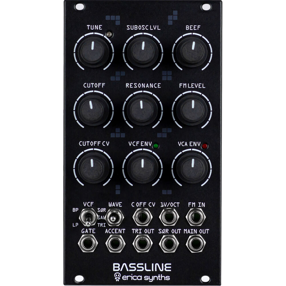 Erica Synths Bassline Módulo de Sintetizador Analógico Eurorack 14 HP con VCO, Sub-Oscil
