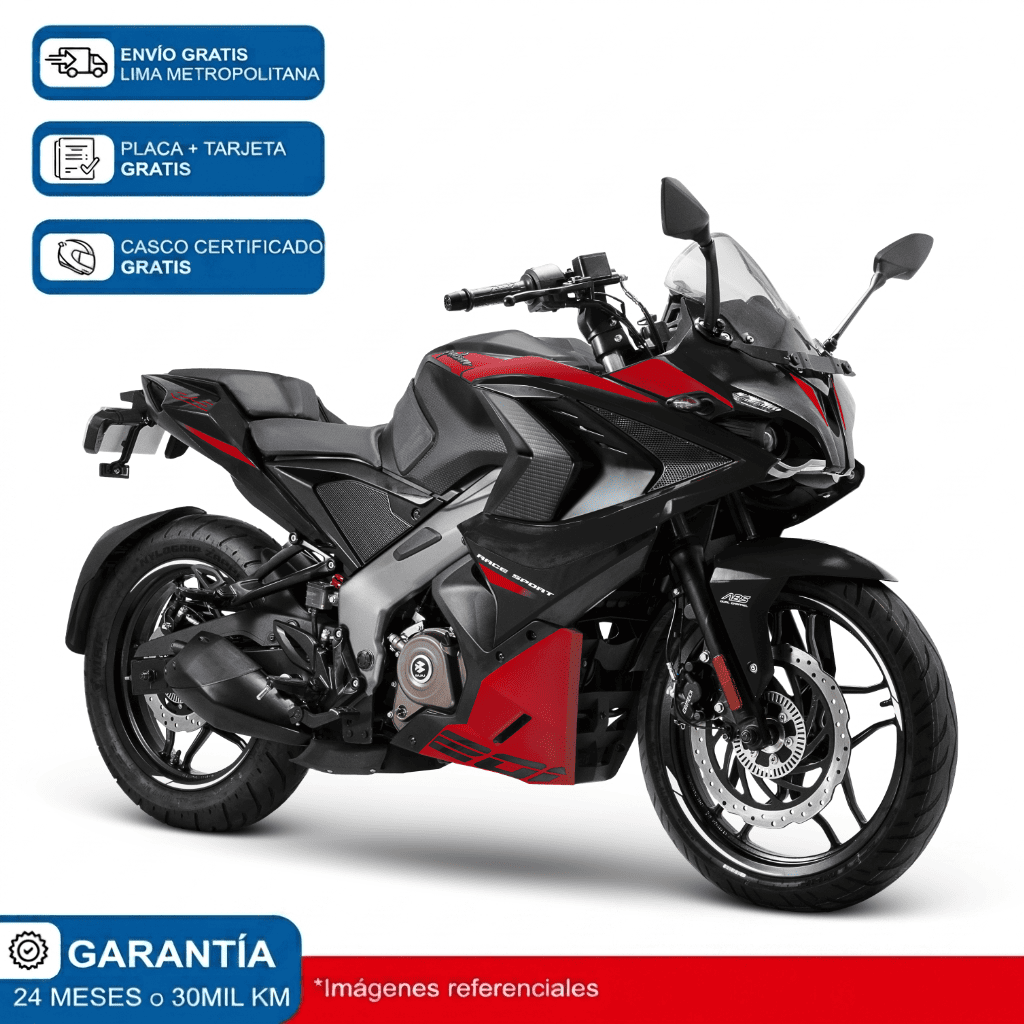 Moto Bajaj Pulsar RS 200 UG - Negro Rojo