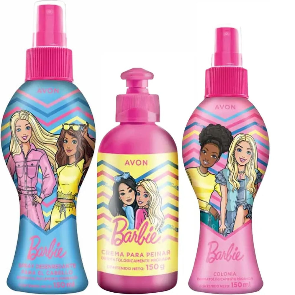 PACK x3 Barbie colonia desenredante y crema para peinar AVON