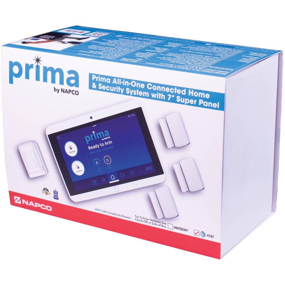 Prima by Napco PKIT1A Sistema Wi-Fi Todo en Uno con Pantalla Táctil de 7" y Sensores de S