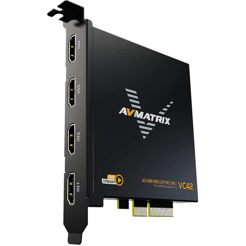 AVMATRIX VC42 Tarjeta de Captura PCIe 4 Canales 1080p HDMI, 4 Entradas HDMI, Soporta Strea