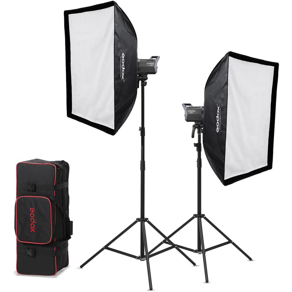 Godox Litemons LA200D Kit de Iluminación LED 2 Luces con Soportes y Softboxes 5600K