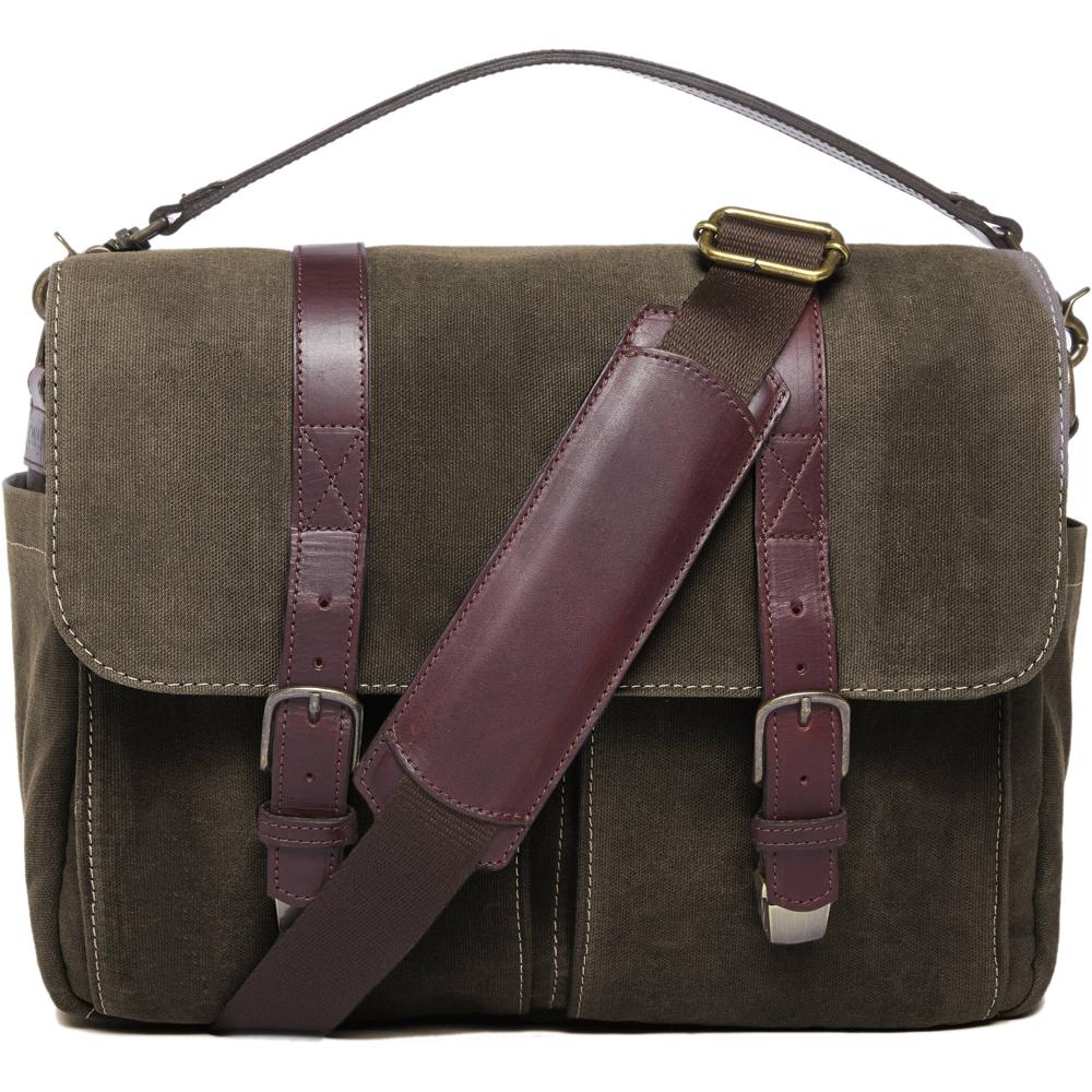 ONA Brixton Messenger Bag para Cámara y Laptop 13"" - Canvas Verde, 4 Divisores Ajustables