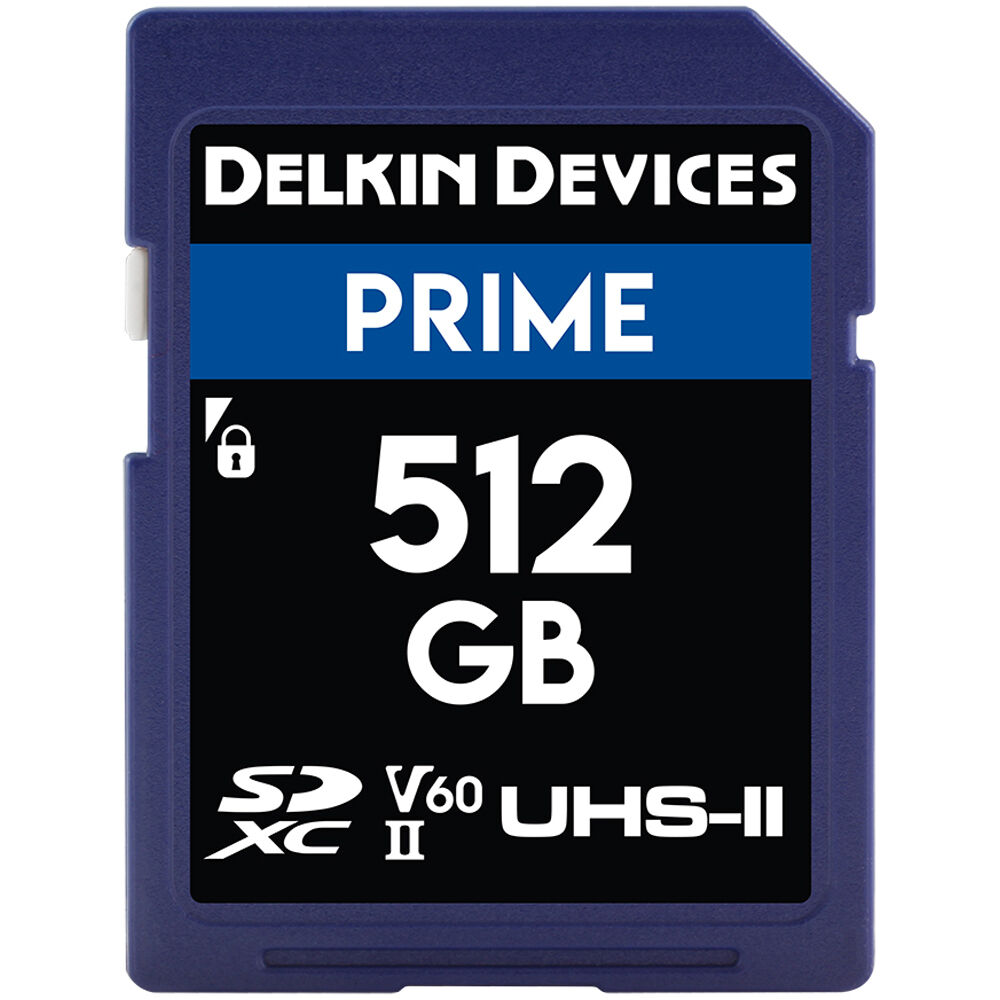Delkin Devices Tarjeta de Memoria SDXC 512GB PRIME UHS-II V60 - Velocidades de Lectura 280