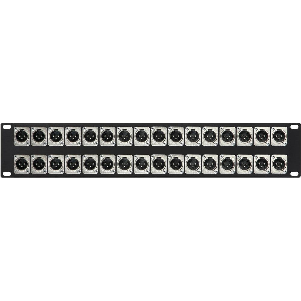 My Custom Shop Patch Panel XLR Feedthrough 2 RU con 32 Conectores XLR Macho en Frontal y 3
