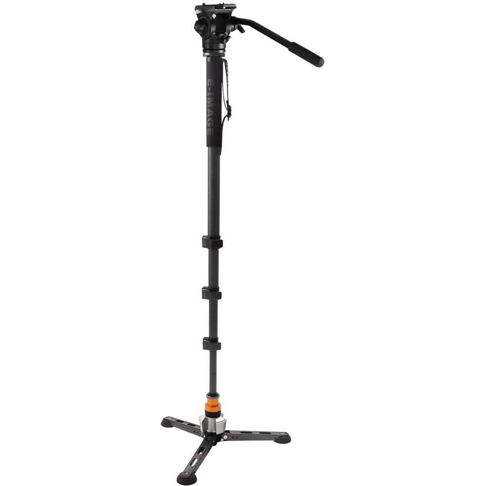 E-Image Monopod de Carbono MCF700 con Cabezal Fluido 610FH - Capacidad de Carga 6.6 lb, Al