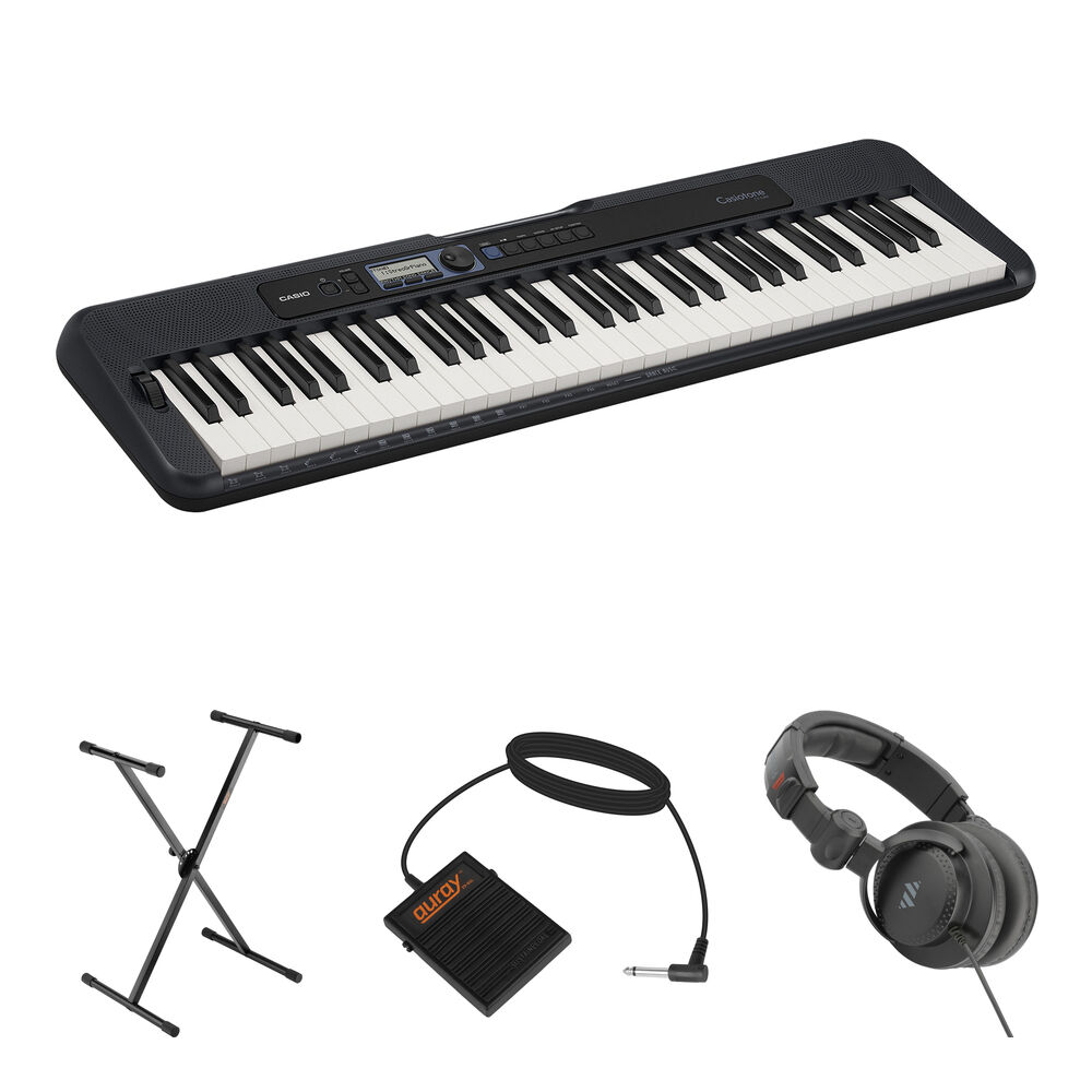 Casio Teclado Portátil CT-S300 con Soporte, Pedal y Auriculares - 61 Teclas Sensibles al