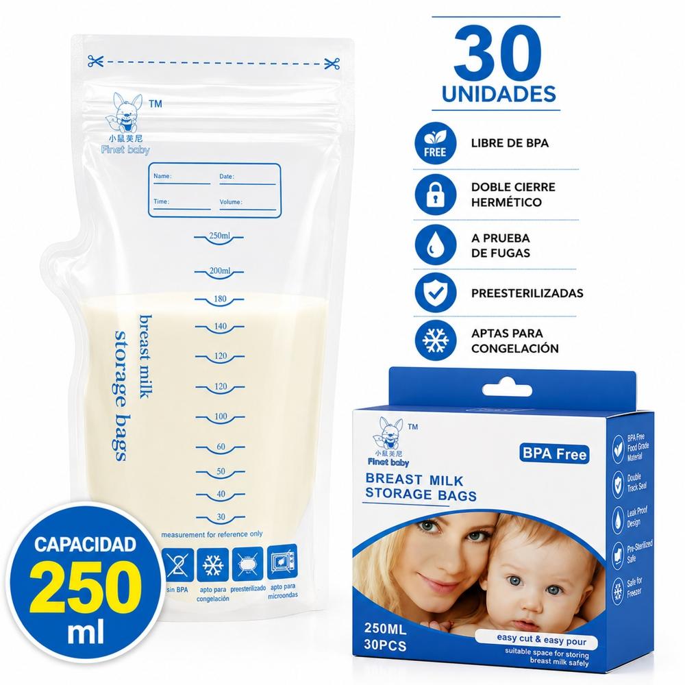 Bolsas Recolectoras de Leche Materna 250ml x30 Und Preesterilizadas Antifugas BPA Free