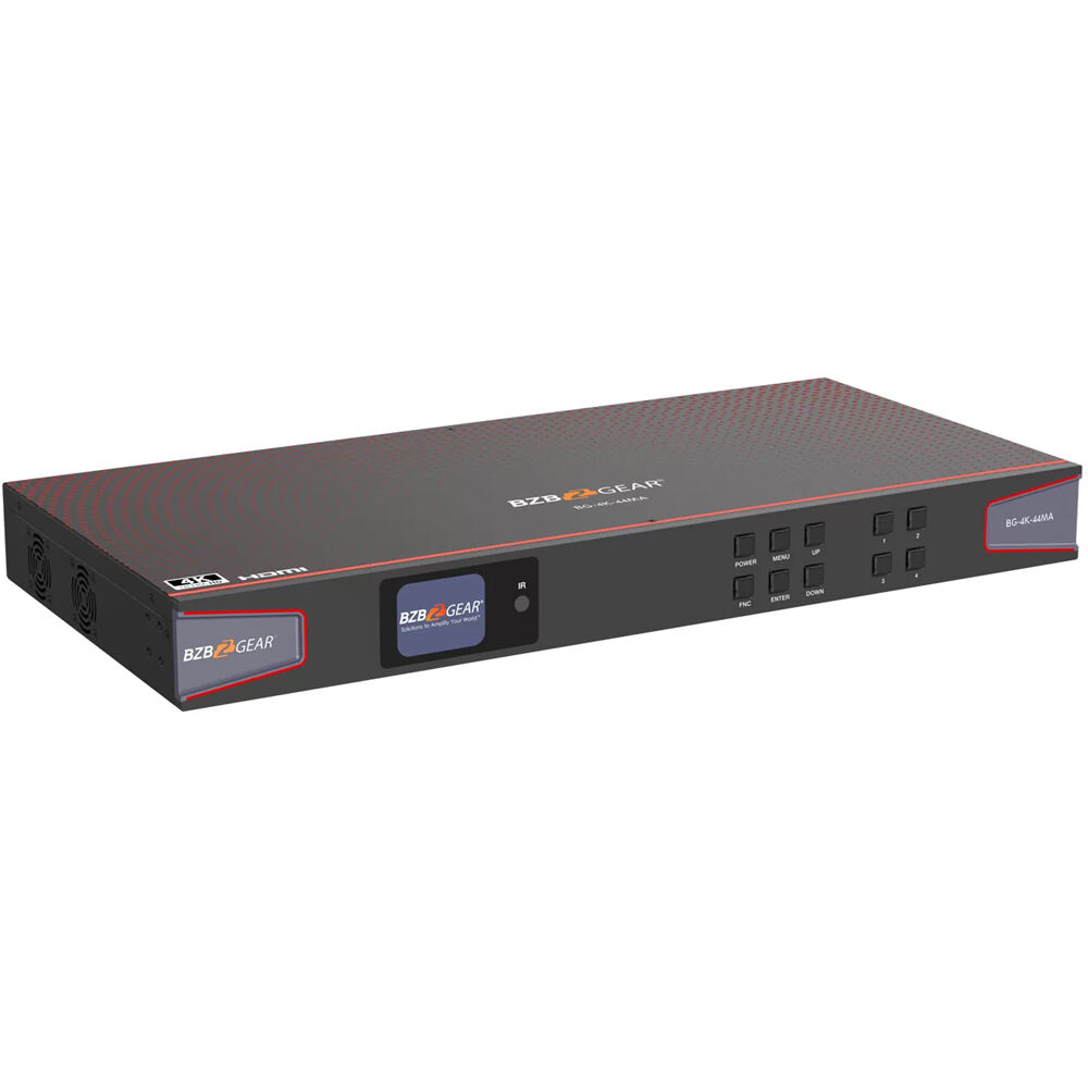 BZBGEAR BG-4K-44MA Switcher Matriz HDMI 2.0 4x4 UHD 4K con Control IR y WebGUI