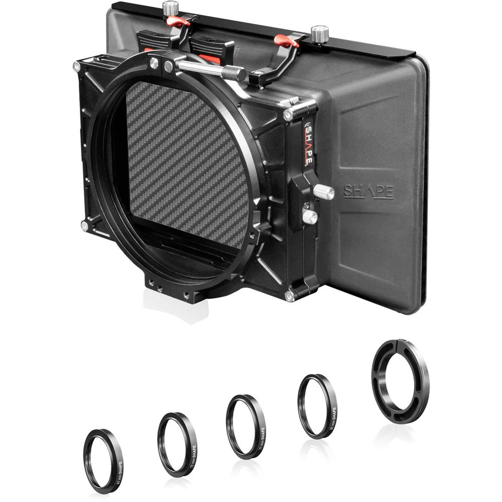 SHAPE Clip-On Matte Box 124mm - Diseño Compacto y Ligero, Incluye Filtros y Anillos Adapt