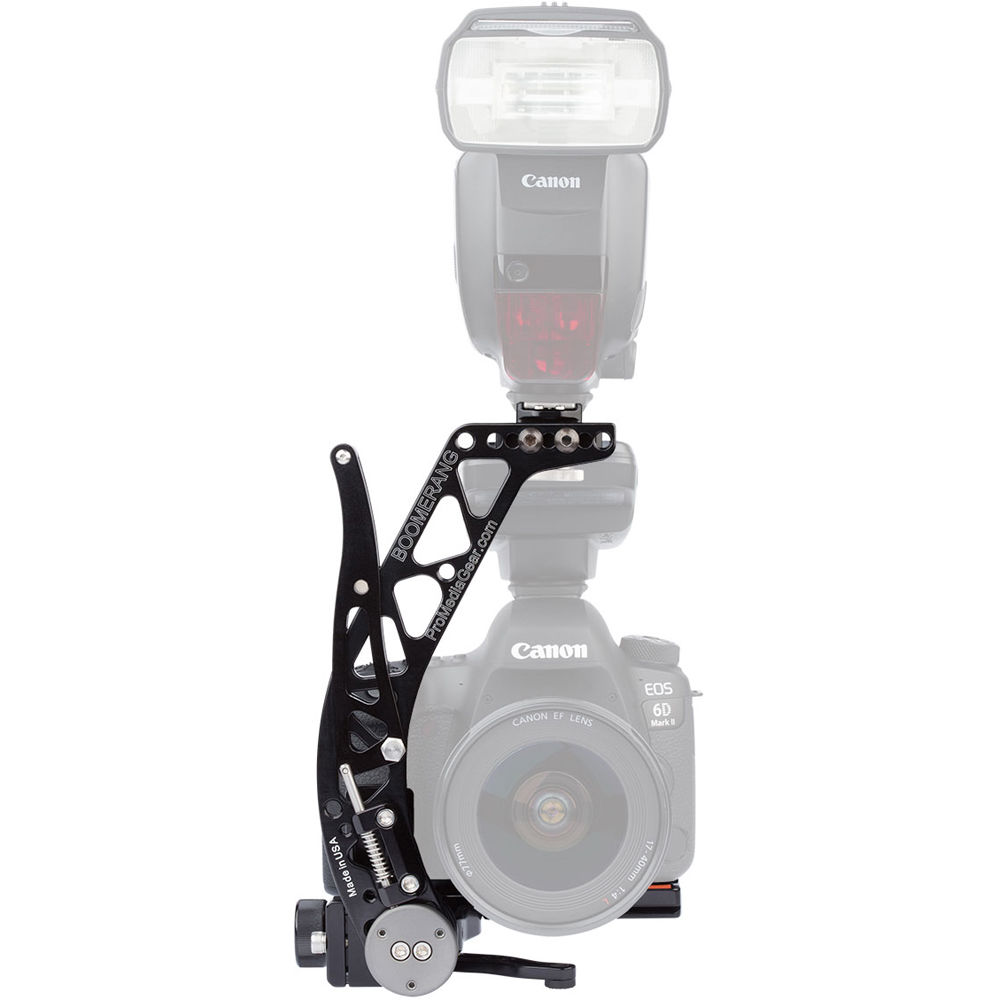 ProMediaGear BBX2 Soporte para Flash Boomerang con Placa QR Universal - Diseño Compacto,