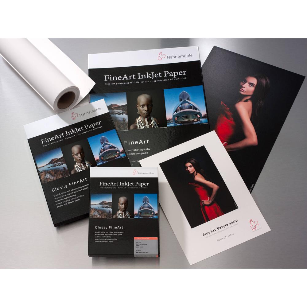 Hahnemuhle Papel FineArt Baryta Satin 44"" x 39' - 300 gsm, 14.6 mil, Acido Libre, Superfic