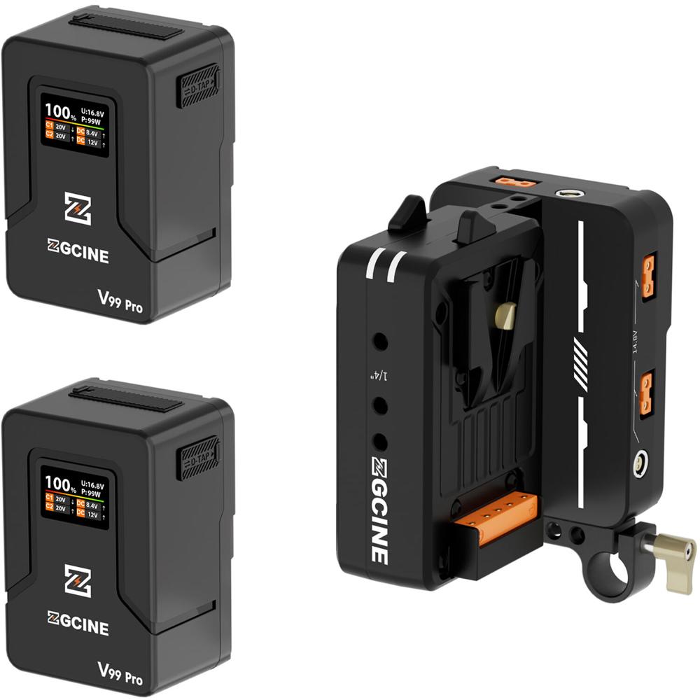 ZGCINE Cinema Set 1 - VM-HS2 Dual V-Mount Battery Adapter Plate y 2 Baterías ZG-V99Pro