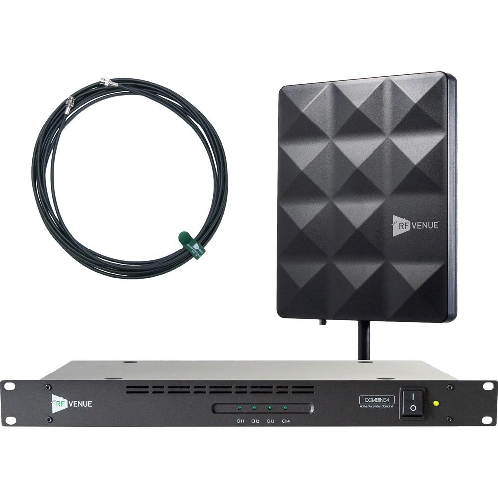 RF Venue Pack IEM 4 Canales con COMBINE4 y Antena CP Stage