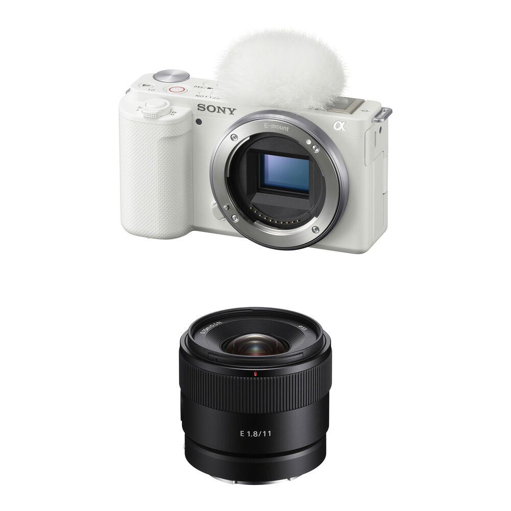 Sony ZV-E10 Cámara Sin Espejo con Lente E 11mm f/1.8 Kit Blanco - Sensor APS-C de 24.2MP,