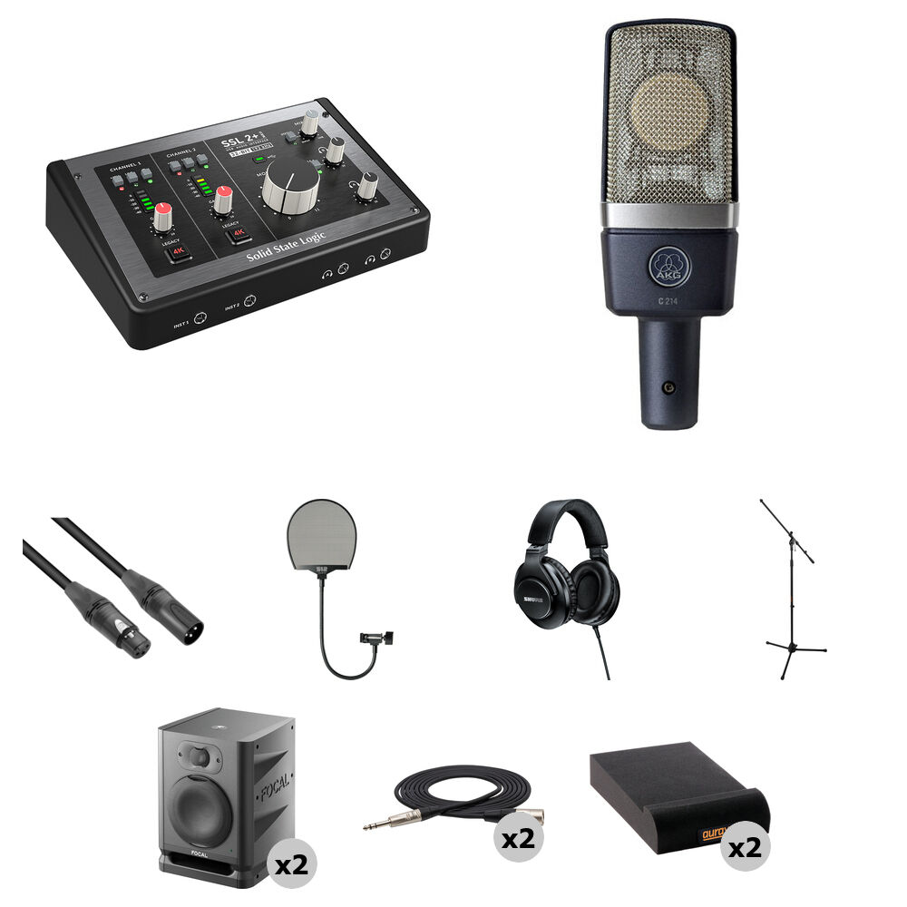 Solid State Logic SSL 2+ MKII Interfaz de Audio/MIDI USB-C con Kit de Estudio en Casa