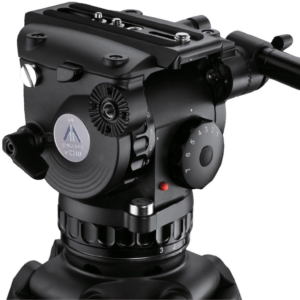 E-Image GH10L Cabezal de Video Fluido 100mm con Carga de 22 lb, Contrapeso de 1-7 Pasos y