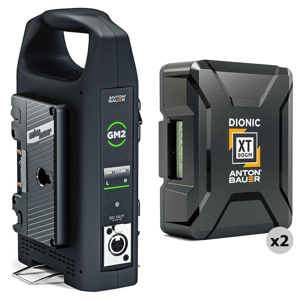 Anton/Bauer Dionic XT90 Kit de 2 Baterías con Cargador Doble GM2 (Gold Mount) - 99Wh, Sal