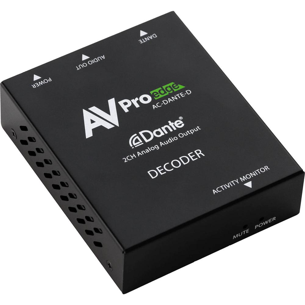AVPro Edge Decodificador Dante 2 Canales - Conversión Analógica Sin Pérdidas, Soporta A