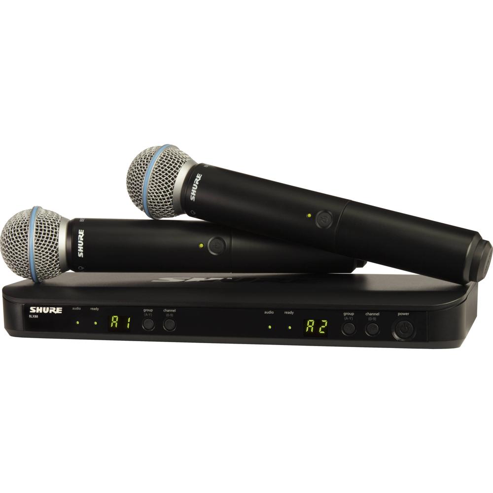 Shure Sistema Inalámbrico de Micrófono de Mano Doble BLX288/B58 con Cápsulas Beta 58A,