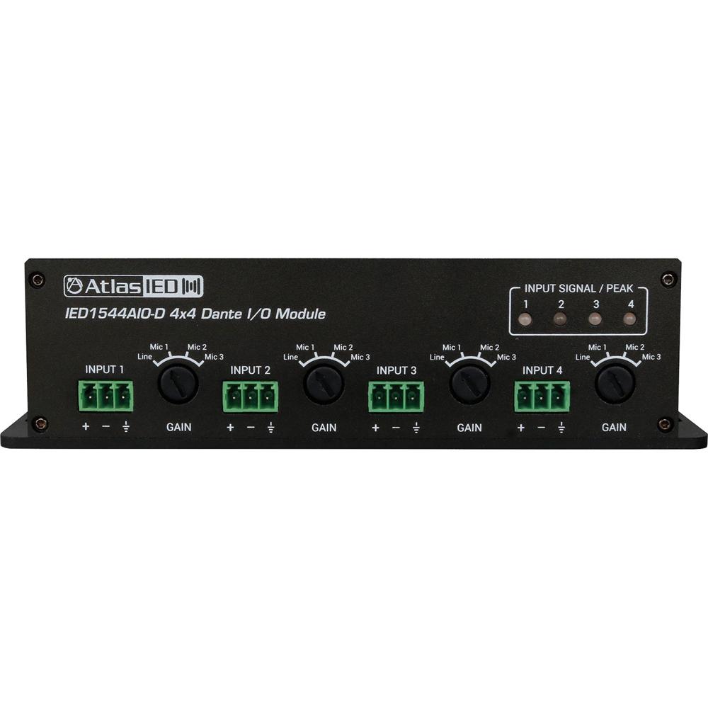 AtlasIED IED1544AIO-D Módulo I/O Analógico a Dante 4 x 4 con 48V Phantom Power y PoE