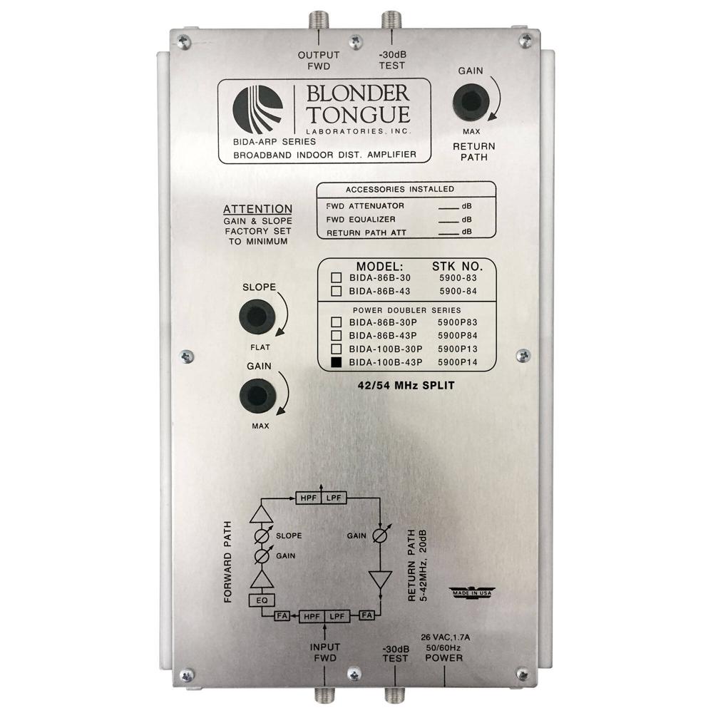 Blonder Tongue Amplificador de Distribución Interior BIDA-5900 Series 43 dB con Doblado d