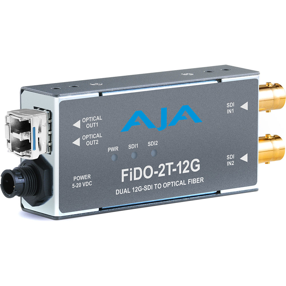 AJA Transmisor de Fibra 12G-SDI FiDO-2T-12G con 2 Canales, Conexiones LC, Resolución 4096