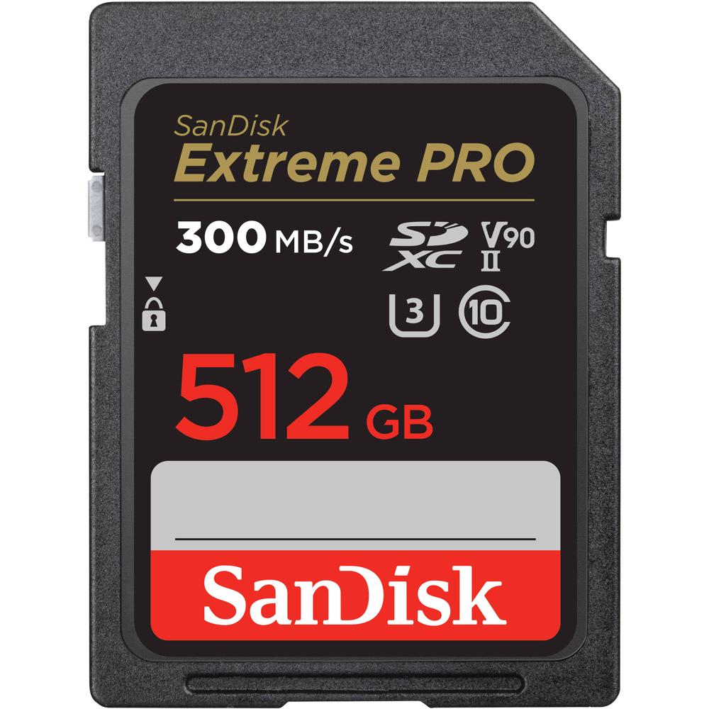 SanDisk Extreme PRO 512GB UHS-II SDXC Memory Card - 300 MB/s Lectura, 260 MB/s Escritura,