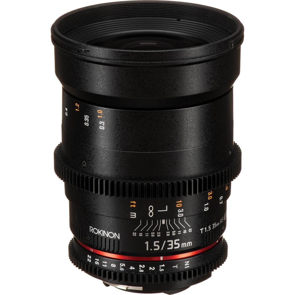Rokinon 35mm T1.5 Cine DS Lente para Montura Nikon F - Lente Asférica Híbrida, Escalas d