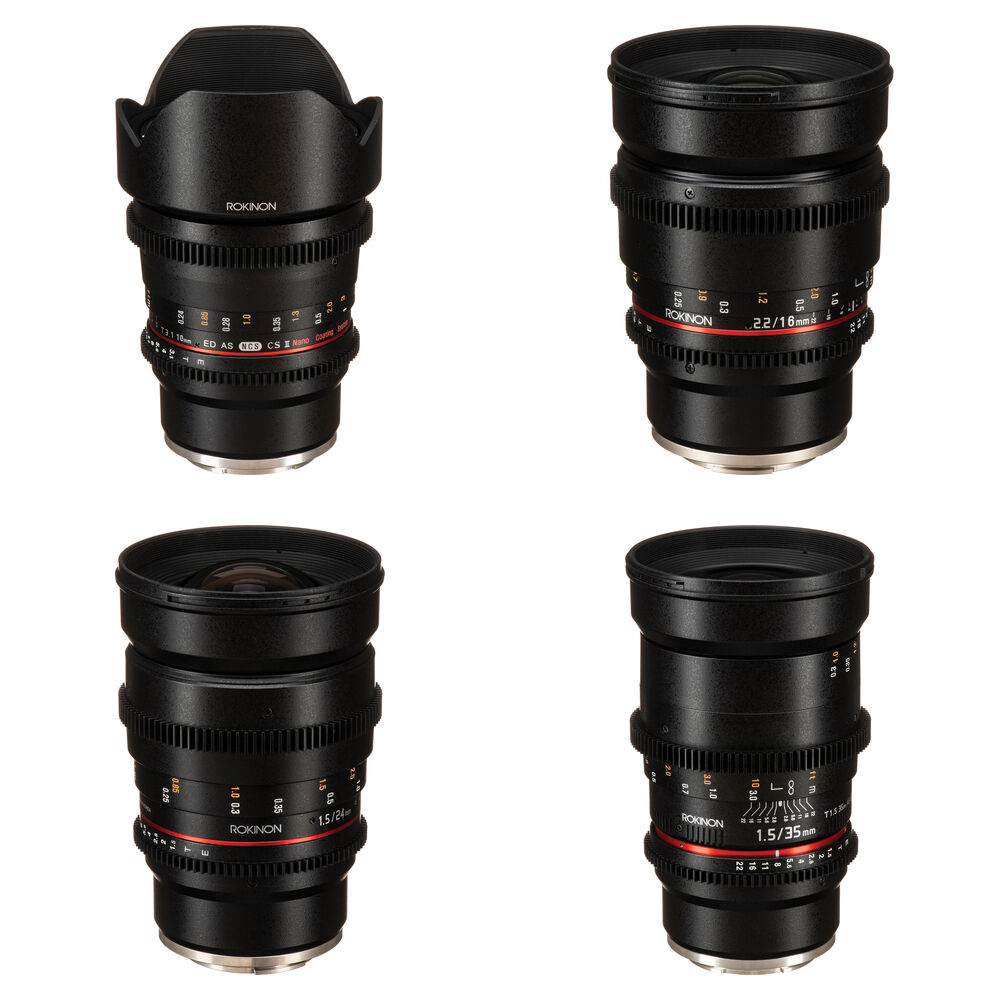 Rokinon Kit de Lentes Cine DS Gran Angular para APS-C (Sony E) - 10, 16, 24 y 35mm, Iris D