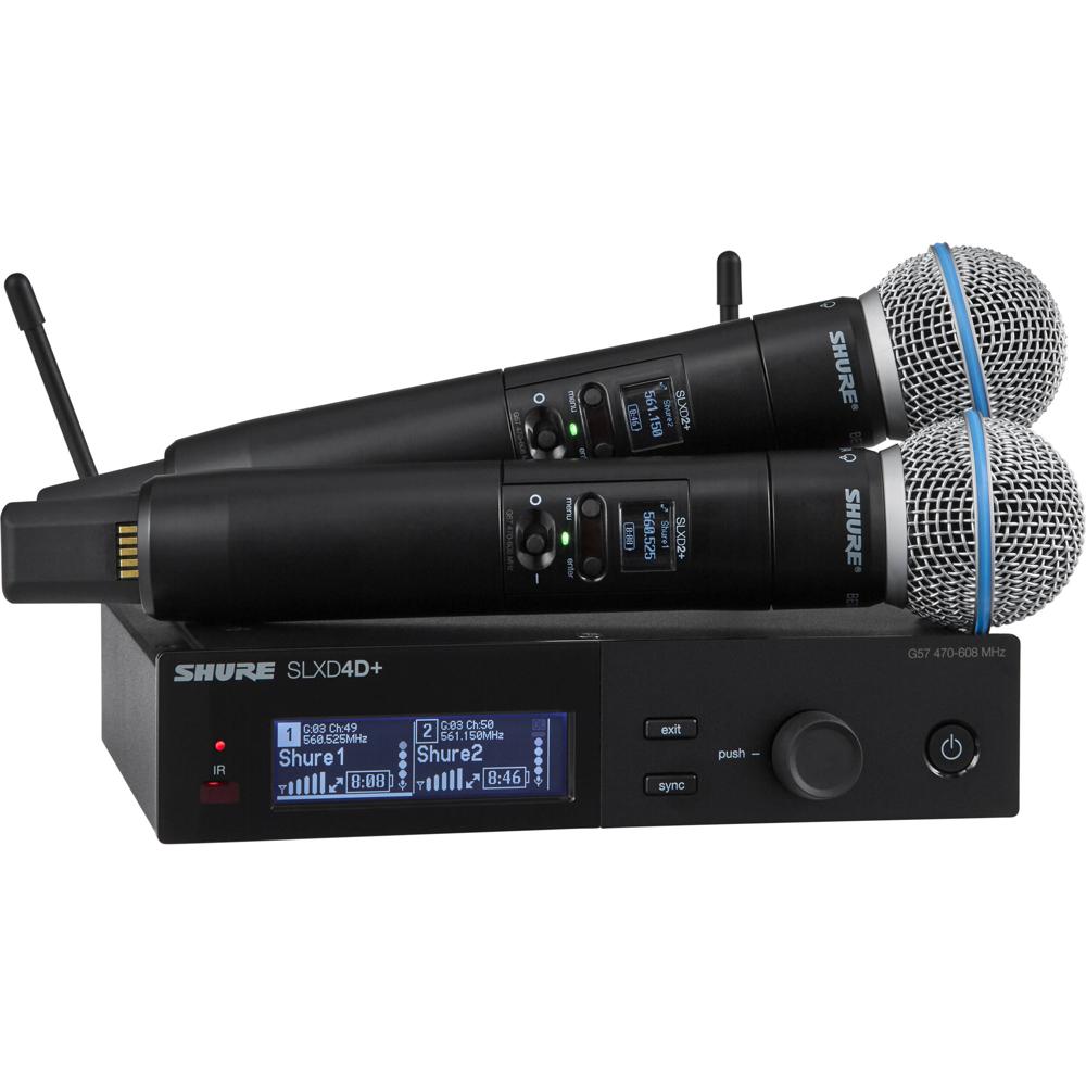 Shure SLXD24+/B58 Sistema de Micrófono Inalámbrico Digital de Mano Doble Canal con Cáps